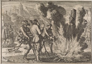 Urbain Grandier te Loudun levend verbrand wegens hekserij, 1634