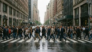 Urban Crosswalk Crowd