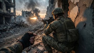 Urban Warzone at Dusk