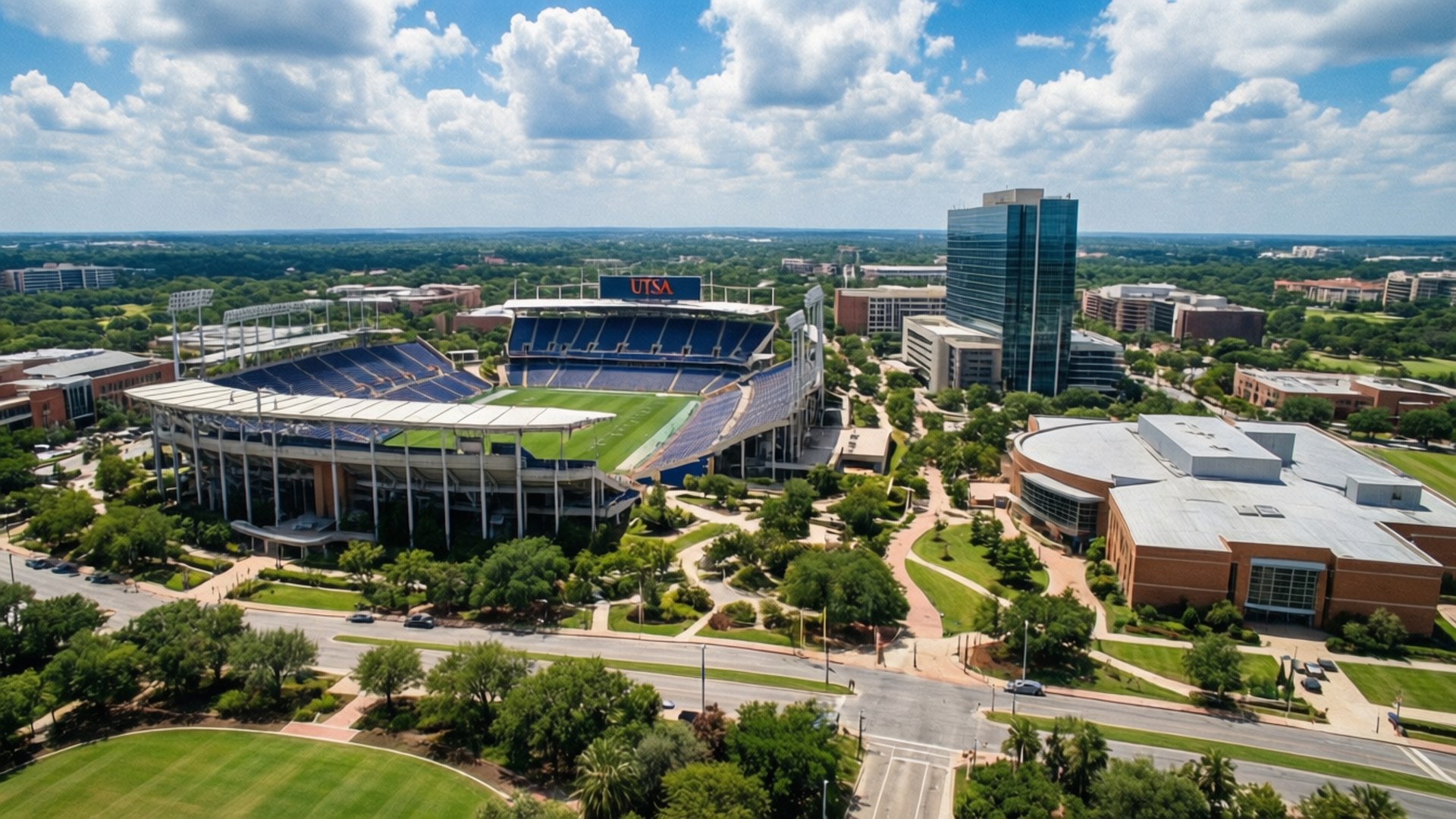 UTSA Campus Aerial by Wallpapers.art Studio