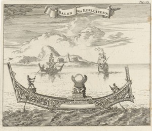 Vaartuig van edellieden te Siam (Thailand)