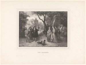 Valkenjacht nabij een kasteel