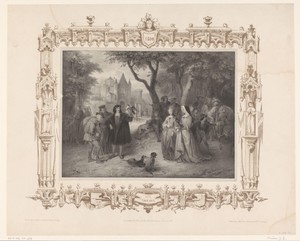 Valkenjacht nabij een kasteel