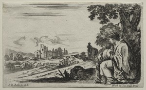 Various Figures and Landscapes:  A Poor Nurse Seated under a Tree