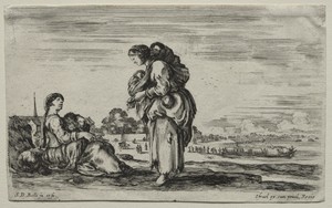 Various Figures and Landscapes:  Two Mothers Chatting Together