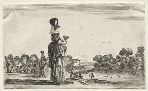 Various Figures and Landscapes:  Women Watching Bathers along a River