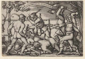 Vechtende boeren met zwaarden