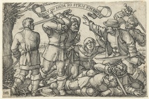 Vechtende boeren met zwaarden