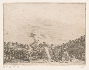 Veldslag met ruiters, twee kanonnen op de voorgrond