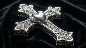 Velvet Chrome Heart Cross