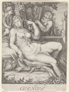 Venus bespied door een sater
