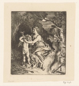 Venus bindt Amor een masker voor