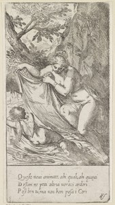 Venus dekt slapende Amor toe