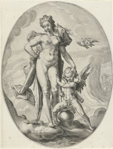Venus en Amor op de wolken