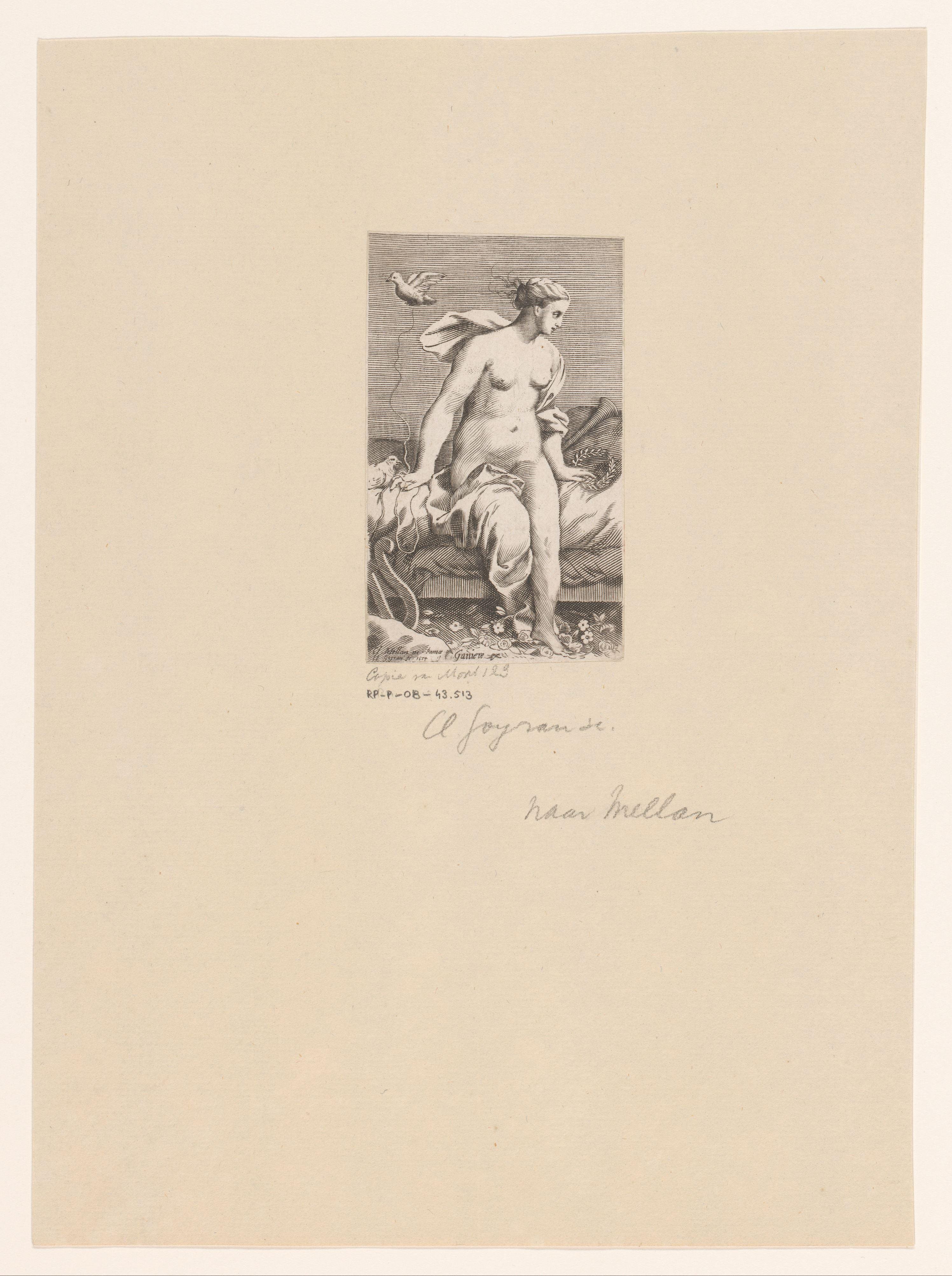 Venus op een bed gezeten by Claude Goyrand