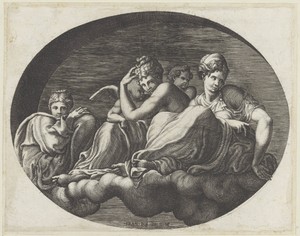 Venus, twee godinnen en twee putti