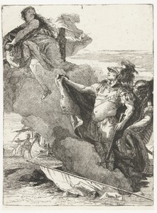 Venus wijst Aeneas en Achates de weg naar Dido's paleis
