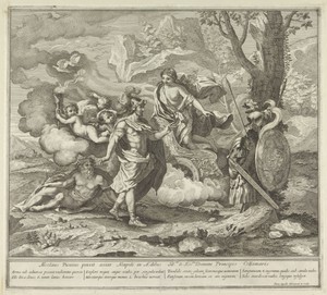 Venus wijst Aeneas zijn wapenrusting