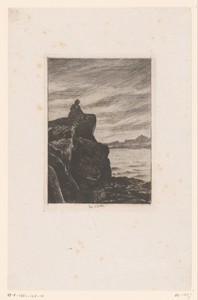 Verbannen Victor Hugo kijkt uit over zee