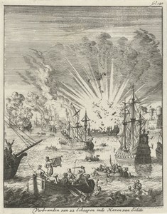 Verbranden van 22 schepen uit Tunis in de haven van La Goulette, 1609