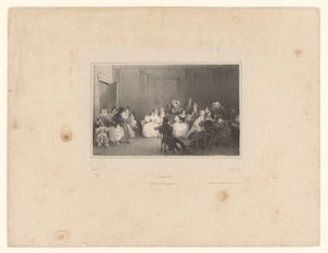 Verkleedpartij bij een gezelschap in een interieur