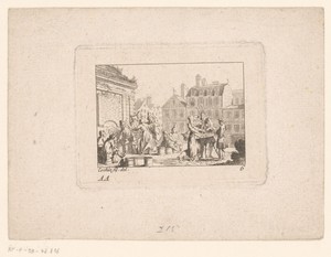 Verkoopster op een stadsplein