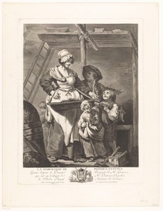 Verkoopster van gebakken appelen