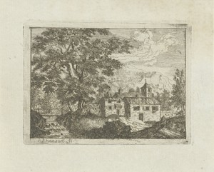 Versterkt huis bij een waterval