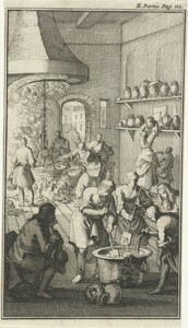 Vervaardiging van sorbet in een keuken te Rosette