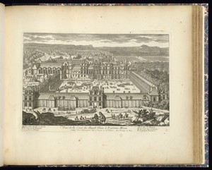 Veuë de la Cour du cheval blanc à Fontaine-Bleau