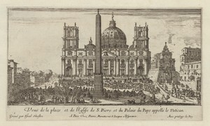 Veuë de la place et de l'Eglise de S. Piere et du Palais du Pape appellé le Vatican
