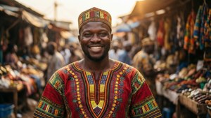 Vibrant Agbada at Market