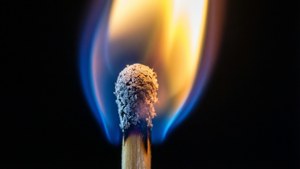 Vibrant Blue Flame Macro