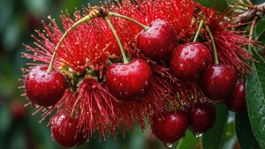 Vibrant Red Brush Cherry Close-Up