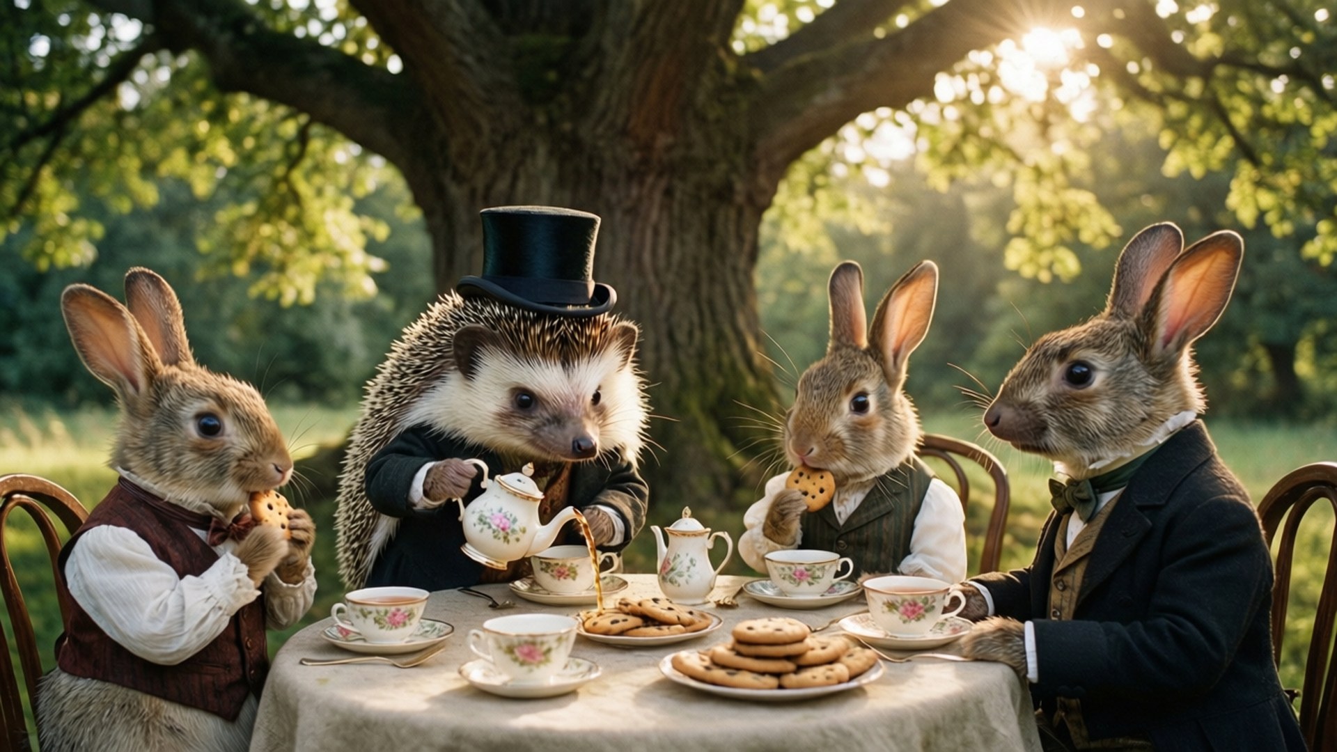 Victorian Animal Tea Party by Wallpapers.art Studio