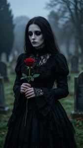 Victorian Goth in Cemetery