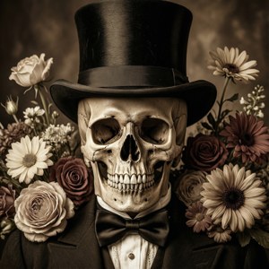 Victorian Skull with Top Hat