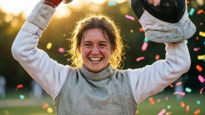 Victory Celebration Fencer