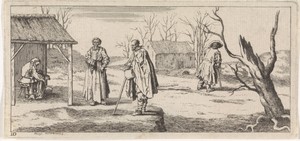 Vier armen in een landschap