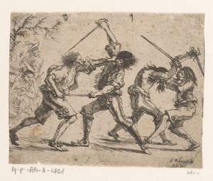 Vier duellerende soldaten