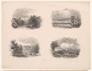 Vier landschappen met monumentale bebouwing
