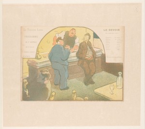 Vier mannen in een bistro