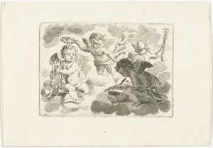 Vier putti als personificaties van kunsten en wetenschappen