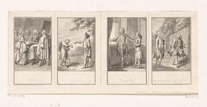 Vier scènes uit Gellert's Fabeln und Erzählungen