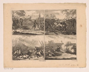 Vier voorstellingen over de geschiedenis van oorlogsvoering