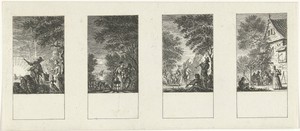 Vier voorstellingen van de vier dagdelen