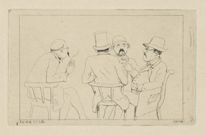 Vier zittende mannen in gesprek