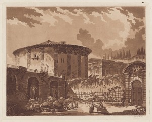 View in the Garden of a Roman Villa, with the Temple of Hercules Victor and the Temple of Portunus