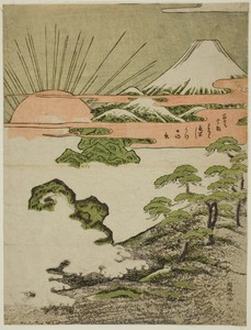 View of Mount Fuji at sunrise on New Year's Day