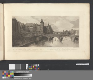 View of Pont au Change, The City Theatre, Pont Neuf, Conceiergerie Prison and etc. taken from Pont Notre Dame.
